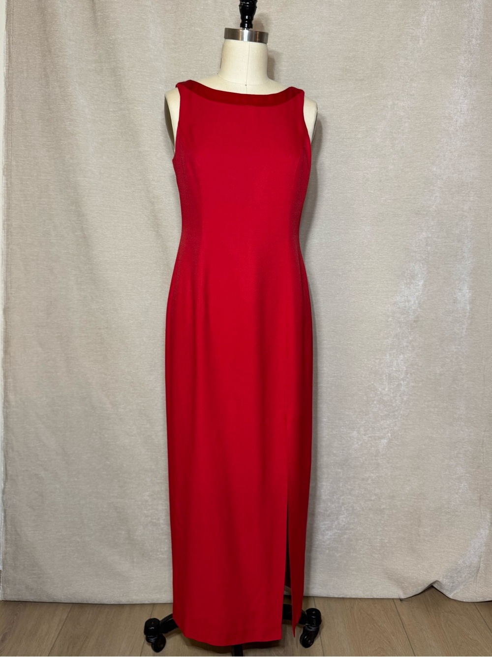 Vintage Floor Length Red Dress with Stunning Cowl Back | Jr. Nights by Caliendo